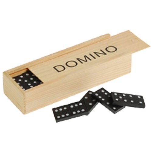 Mini Travel Set Of 28 Dominoes In Wooden Storage Slide Box by US Toy Cover