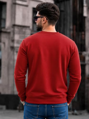Image of Mack Jonney Men's Solid Winter Sweatshirt|Soft Fleece Fabric Full Sleeve Round Neck Sweatshirt|Stylish Casual Wear for Men-mj-281