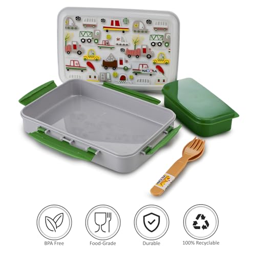Image of Nayasa On The Go DLX 900 ml BPA Free Plastic Lunch Box | Leak Proof | Spacious Tiffin Box | Durable Food Storage | White