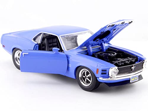 Ford Mustang Boss 429 1970 1:24 Motormax Azul miniatura 3