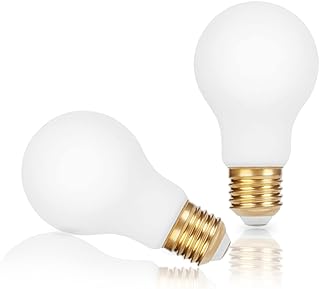 KarlunKoy LED Edison Bulbs,Dimmable 8W (Equivalent 80 Watt) Light Bulbs,A19 Shape Matt Milk White Glass Soft Warm Yellow 2500K LED Filament Bulbs,CRI 90+ E26 Medium Base(Pack of 2)