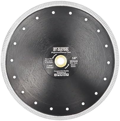 DT-DIATOOL Diamond Saw Blade 10 Inch / 250mm Cutting Disc with X Mesh Turbo for Porcelain Tile Marble Ceramic Granite