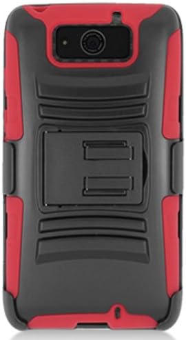 Aimo Wireless Armor Case with Belt Clip and Stand for Motorola Droid MAXX XT1080M - Retail Packaging - Red/Black