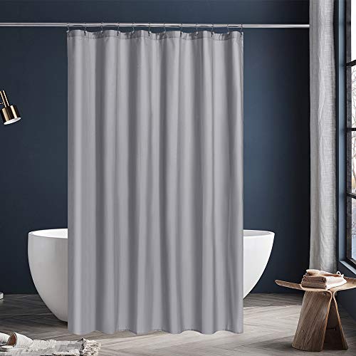 Image of N&Y HOME Fabric Shower Curtain or Liner with Magnets, Grey | Hotel Quality, Machine Washable, Water Repellent, Standard Size