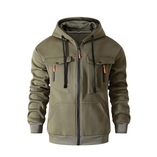 Sweat à capuche zippé homme en polaire américaine à poches