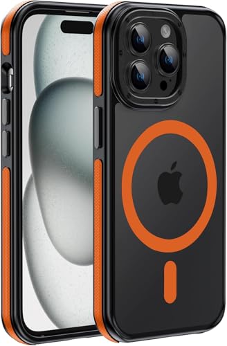 Yzoiko Strong Magnetic Case for iPhone 13 Pro [10Ft Military-Grade Protection] Compatible with MagSafe Shockproof Slim Thin Cover 6.1 inch 13 Pro Phone Case, Orange Bumper