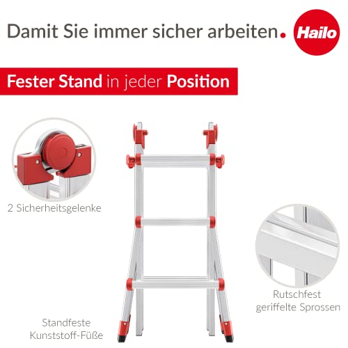 Hailo M80 Alu Teleskopleiter – Multifunktionsleiter und Schiebeleiter