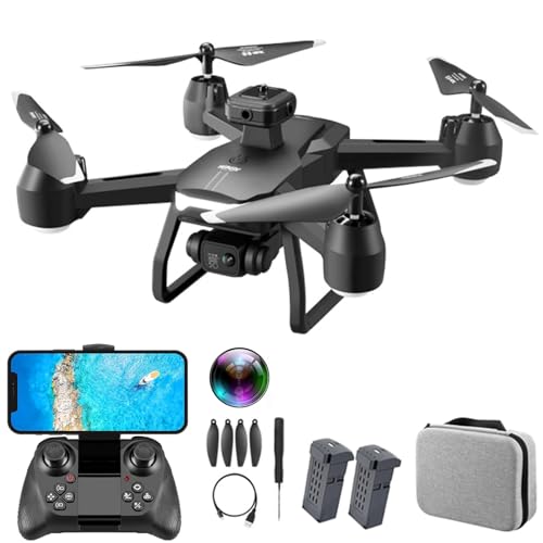 Drones with Camera for Adults 6K Foldable Headless Drone with Obstacle Avoidance Function Optical Flow Positioning Gesture Photography with Storage Bag 2 Battery
