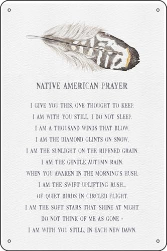 Native American Prayer Art Indigenous Spiritual Saying, Healing Gift - 8 x 12 inches Vintage Metal Sign