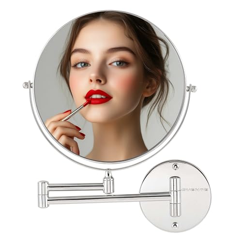 OVENTE 9" Wall Mounted Makeup Mirror with 1X/10X Magnification, Double