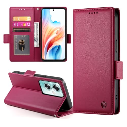 Étui de luxe Samsung Galaxy A72 en cuir rouge avec rabat magnétique de haute qualité