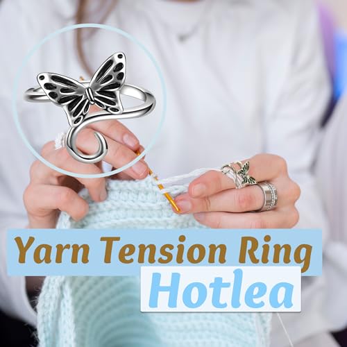 4 Pieces Crochet Ring for Finger Adjustable Yarn Tension Rings for Crocheting Yarn Guide Knitting Rings Crochet Tools by Hotlea - Image 2