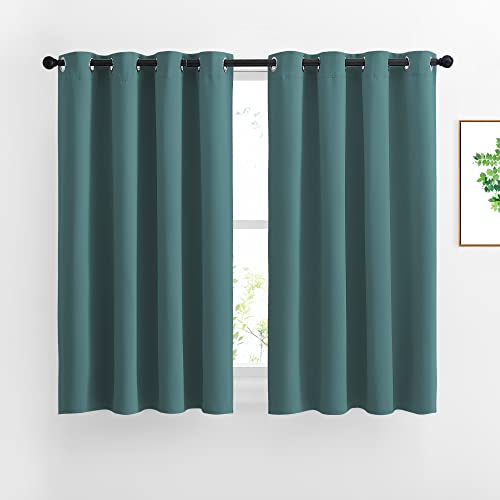 NICETOWN Insulated Curtains Blackout Draperies - Triple Weave Thermal Insulated Solid Ring Top Blackout Panels/Drapes for Bedroom(Sea Teal, Set of 2,