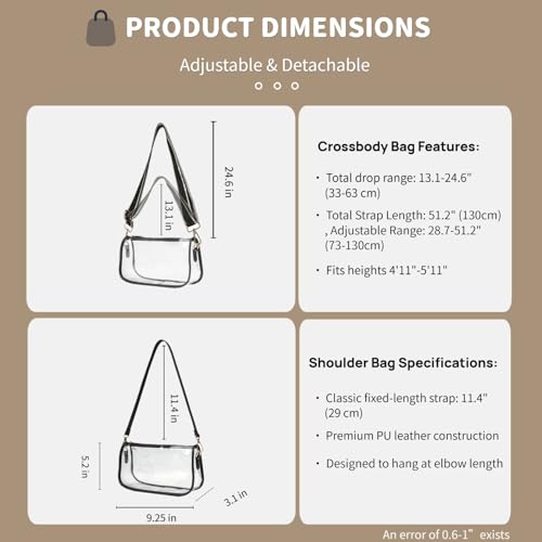Clear Crossbody Bag for Stadium Events Approved, Small Purse HandBags Cute Shoulder Bag for Sports Concerts3