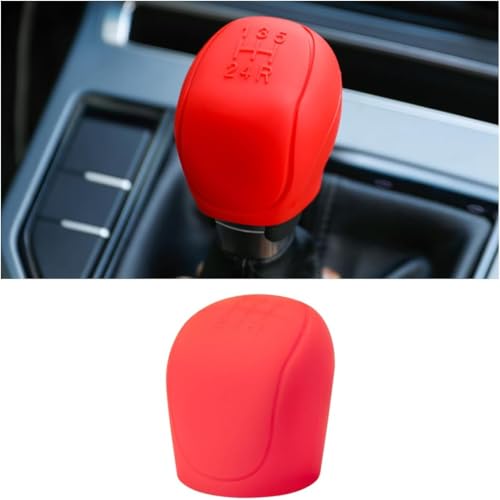 Image of AutoBizarre Car Interior Decoration Anti-Slip Scratch-Resistant 5 Speed Gear Shift Knob Rubber Silicone Cover for All Cars, Vans & Trucks (Red)