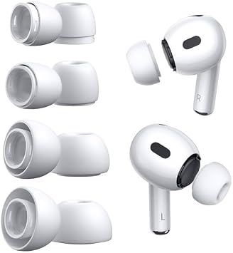 Replacement Rubber Ear Tips for Airpods Pro, AirPods Pro Ear Tips Replacement with Noise Isolation, AirPods Pro Replacement Ear Tips, 1st-2nd Generation 4 Pairs XS/S/M/L