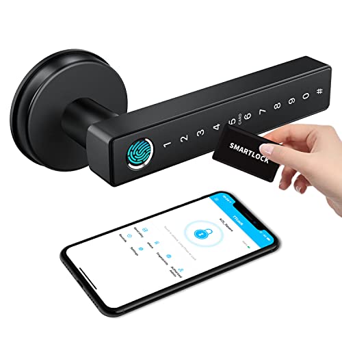 Smart Lock, Ruveno Fingerabdruck Smart Door Lock, Keyless Entry Smart Lock Für Haustür, Elektronische Tastatur Code Türschloss, Biometrischer Fingerabdruck Schlüsselanhänger Smartphone Zugang Cover