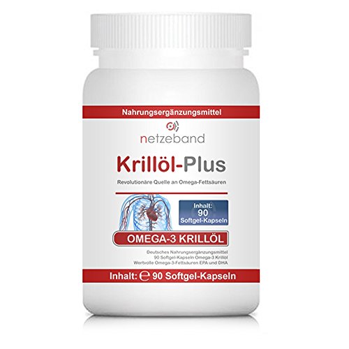 Netzeband Aceite de krill 90 cápsulas de aceite de krill premium Omega 3,6,9 y astaxantina valores máximos