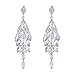 EVER FAITH® Bridal Silver-Tone Teardrop Cluster Chandelier Earrings Clear Austrian Crystal