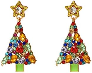 YUANYIRAN Christmas Tree Ear Pin Earrings Women - Colorful Crystal Tree Ear Studs Unique Hip Hop Drop Piercing Xmas Earrings Jewelry For Ladies New Year Decoration Gifts
