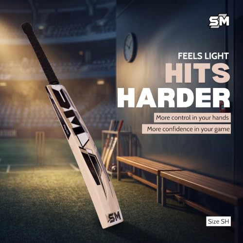 Image of SM Elite Kashmir Willow Cricket Bat | Top-Grade Willow | Best-in-Range Bat | Wooden Cricket Bat | Massive Profile | Thick Edges | Rebound Technology | Superior Craftsmanship | Size SH