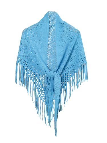 Image of Verdusa Women's Boho Fringe Crochet Shawl Hollow Out Knitted Wrap Cape Cardigan