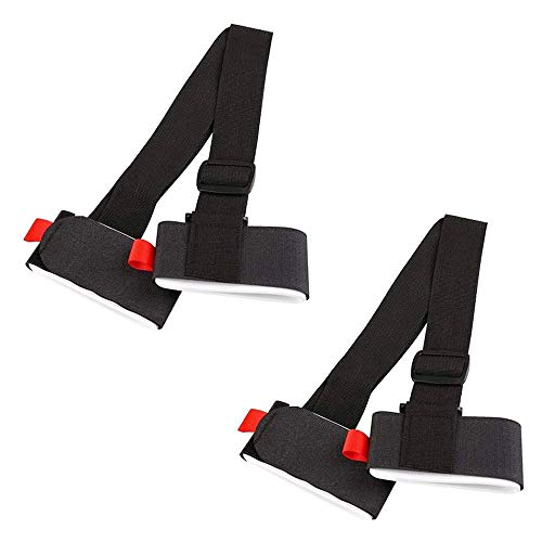 Bestgle Lot de 2 Sangles Réglables pour Porte-Skis et Bâtons Ceinture d'épaule avec Poignée Coussinée Noir