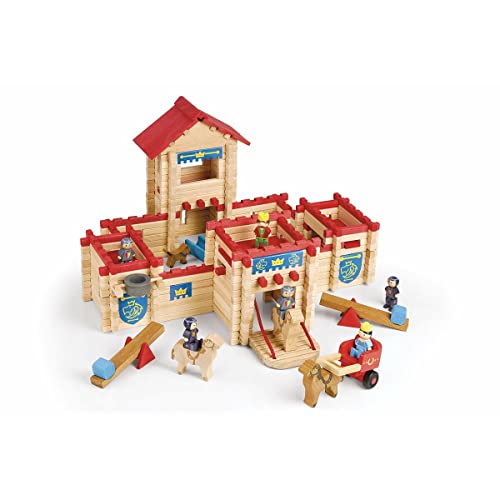 Jeujura - Le Château Fort - 300 Pièces - Jeux de Construction dans sa valise en carton - Agilité - Créativité - Manipulation - Fabriqué en France - A...