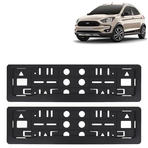 Image of KINGSWAY Freestyle Car Number Plate Frames for All 2018 to 2021 Models of Ford Car Registration Plate Holders, Black Licence Plate Covers (Front and Rear), Universal Size 51.5 x 14.5 cm