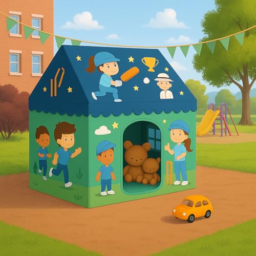 Image of Shree Incorporation Play House for Kids Jumbo Size Extremely Light Weight, Waterproof Kids Play Tent House for Girls Boys | Water Repellent Big Size (Cricket Style Theme Y)
