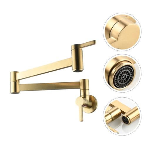 Grifo de lavabo plegable de cobre dorado con diseño doble para ahorrar espacio en baños 7