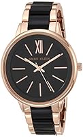 Anne Klein Women's Rose Gold-Tone and Black Bracelet Watch