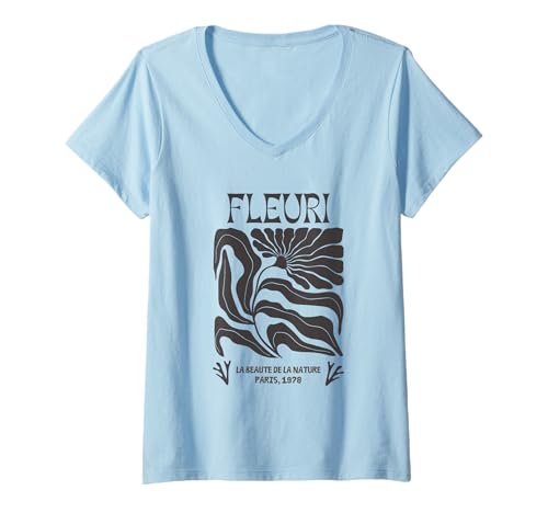 Mujer Fleuri la beauté de la naturaleza París 1978 Flor Camiseta Cuello V