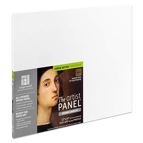 Ampersand Art Supply Wood Gesso Artist Painting Panel: Primed Smooth, 11