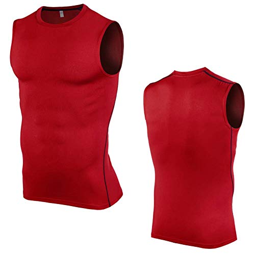 Guajave Hommes Entraînement Débardeur sans Manche Muscle Maillot Élastique Gym Entraînement Bodybuilding Hauts - Rouge, XXL