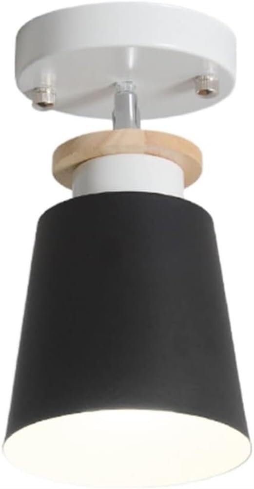 LYMSXAZOU Semi Flush Mount Ceiling Light 1 Metal Semi-Ceiling Lamp Rotatable Decor Scandinavian Pendant Lighting(Dark)