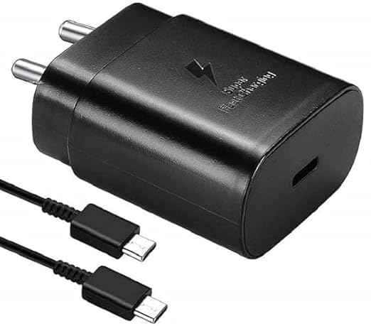 Image of Original 25W Original Charger Adapter with Type C to Type C Cable Compatible for Sam Sung Galaxy M34 5G,M53 5G,F23 5G,M14 5G,F14 5G,M33 5G,A34 5G,A54 5G Fast Travel Adapter (HYP50)
