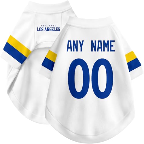Image of Los Angeles R Dog Clothes Jersey Style Personalized Pet T Shirt with Custom Name Number for Small Medium Large Dogs