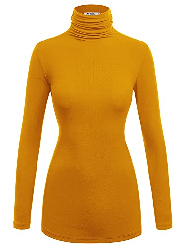 Image of Lock and Love Women's Turtleneck Top Lightweight Long Sleeve Slim Fit Pullover, Soft Rayon Stretch Layering Basic, S-3XL