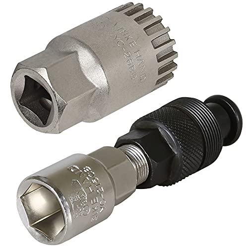 BIKEHAND Bike Bicycle Crank Puller Crank Arm Bottom Bracket B.B. Removal Tool Kit for Mountain and Road Bikes with Square Taper Bottom Bracket and Splined ISIS Drive, Octalink