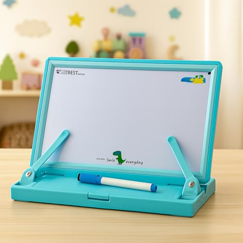 Image of WISHKEY Plastic 2 in 1 Multipurpose White Magnetic Drawing Board & Book Holder with Marker Pen, Writing Pad Educational, Learning Toy for Toddlers Boys and Girls (Pack of 1, Pink)