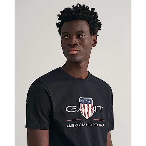 Gant Herren Reg Shield T-Shirt T Shirt, Schwarz, M EU – Ansicht 3