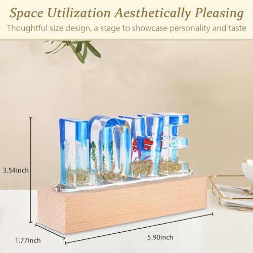 Image of Floral Letter LED Night Light: Resin Dried FlowerLetters Lamp with USB - Handmade Pressed Flower Nightlight Unique Customized Gift for Home Decoration (Blue, 1)
