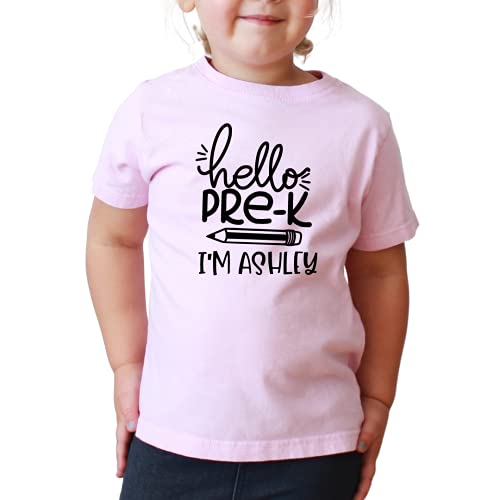 Hello Pre-K Back to School Outfits for Girls, Personalized Kindergarten Shirts for Toddler Girl, Cute First day of School Outfit, Second, Third, Fourth, Fifth Grade Clothes for Kids. PCL SHIRT ONLY3