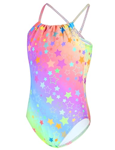 Image of TENVDA Girls Swimsuit Summer Beach Sport Halter Bathing Suits One Piece Swimwear for 2-12 Years Old Kids