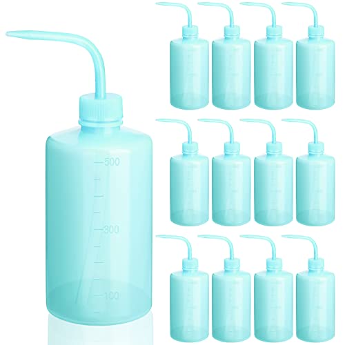 Didaey 12 Pcs Tattoo Wash Bottle 500 Ml/ 17 Oz Plastic Squeeze Bottle Bulk Wash Bottle Lab Squeeze Bottle With Narrow Mouth Scale Labels Tattoo Bottle For Tattoo Cleaning Supplies (Blue) #TOP24