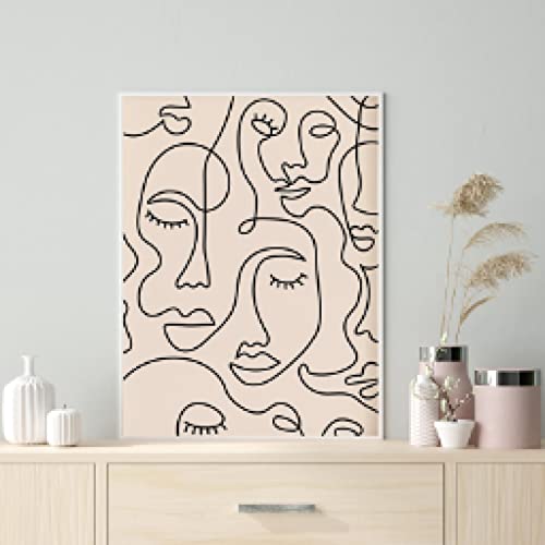 Une seule ligne visage toile art affiche au design raffiné