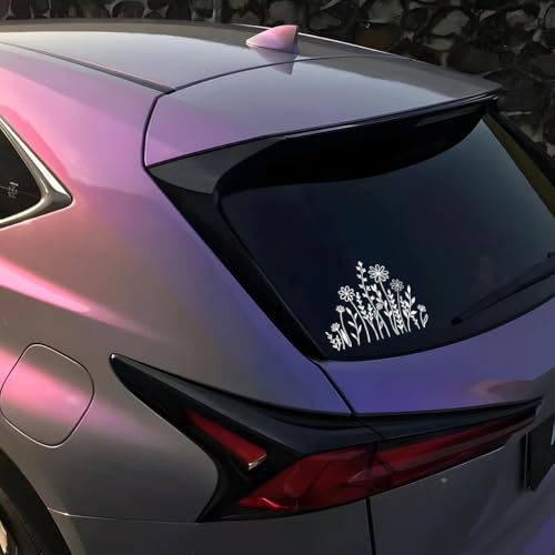 Image of HZEL Car Mirror Sticker, 2PCS Vinyl Wildflowers Boho Vehicle Bumper Decal, Anti-Scratch Fun Plant Lover Automotive Window Decorative Label Accessories, Universal for SUV, Sedan, Truck