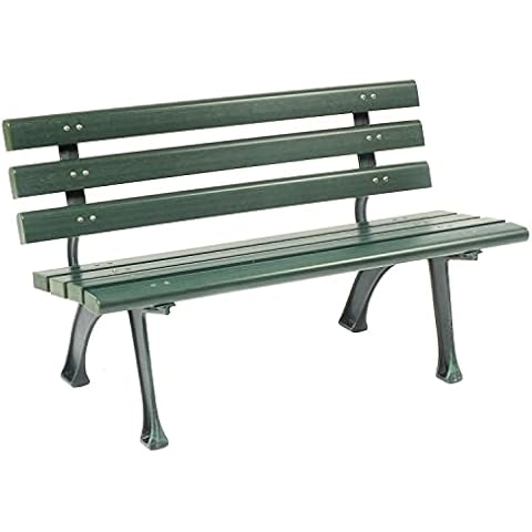 Global Industrial Banco de parque de 4'L con respaldo, plástico reciclado, verde Cover