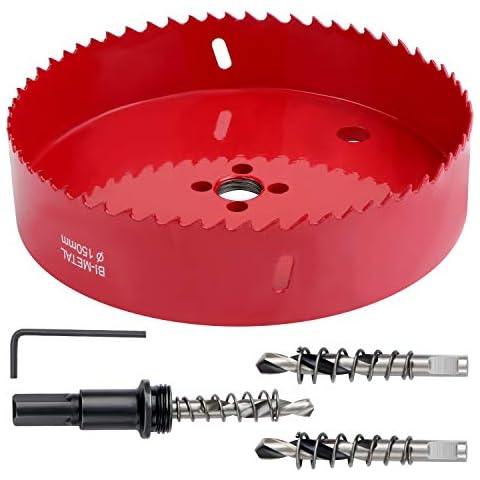 Aussel 150mm Heavy Duty Hole Saw, Bi-Metal Corn Hole Cutter, Hole Cutting Tool Hole Opener, Downlight Drill Bit for Plasterboard, Compressed Wood, Solid Wood Board, Aluminum Alloy Cover